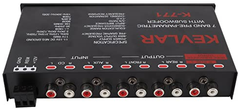 Car-Audio-Grafik-Equalizer, Integrierter Tiefpassfilter, 7-Band-Variable-Gain-Anpassung, Hochpegel-Lautsprechereingang Vorne, Hinten, Subwoofer-Ausgang, Universeller