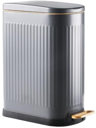 ELPHECO - 13 Liter Treteimer mit Softclose-Deckel - Schmaler Edelstahl-Mülleimer für kleine Räume