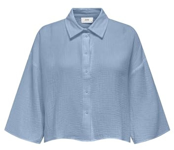 JdY Theis Life 3/4 Crop Shirt WVN Noos, Soft Chambray, L