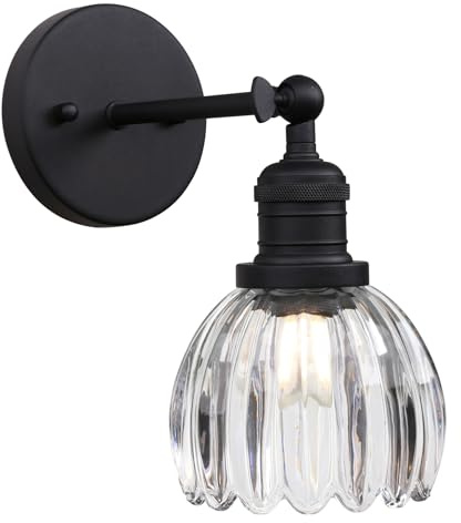 Pathson Applique Murale Intérieure, Abat-jour en Verre Tulipes Applique Salle de Bain Vintage E27 Luminaire pour Salon Chambre Cuisine