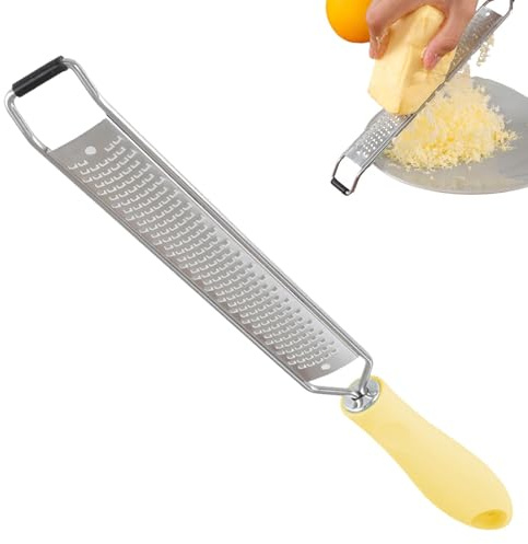 Opilroyn Rallador Zester de limón de metal, Rallador de mano plano para queso | Ásteras de limón de metal plano de mango largo,Cocina de acero inoxidable handzester para queso, chocolate, frutas