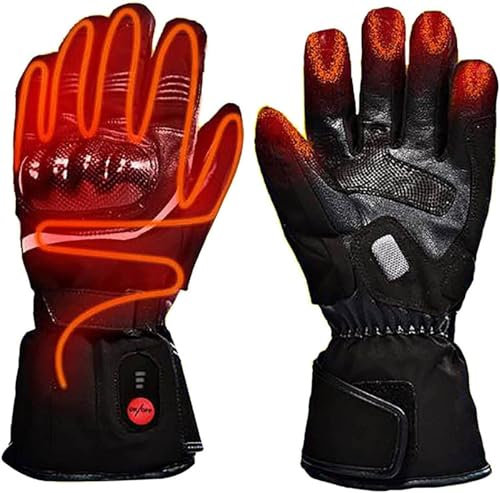 Guantes calefactables con 2 paquetes de baterías, guantes calefactores eléctricos para motocicleta, batería de litio de 7,4 V, guantes calefactables recargables de 2200 mah para caza, pesca, snowboard