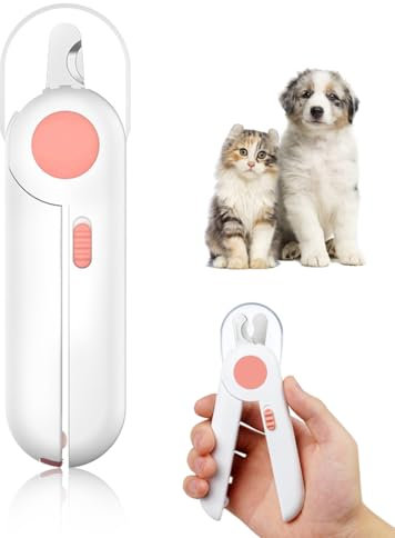 IKOPFLN Nagelknipser für Hunde Katzen, 2-in-1 Krallenschere und Hundenagelschleifer mit Nagelfeile und Spritzfest Schutzvorrichtung für Hunde Katzen Kaninchen und Weitere Haustiere, 1 Stück