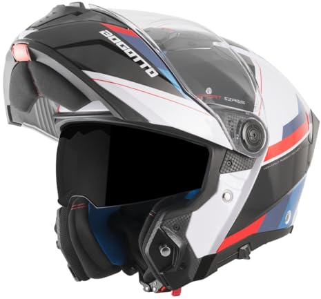 Bogotto Ezion Klapphelm, schwarz matt/weiß/rot/blau, 2XL