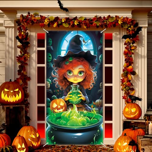 JOFONY Cubierta para puerta de Halloween, decoración de Halloween, pancarta para puerta, ventana y pared, 90 x 182 cm