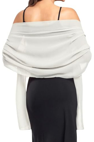 Stola Für Abendkleid Damen Chiffon Sommer Sheer Tücher Und Wraps Schals & Tücher Hochzeit Braut Schultertuch Leichter Weicher Schal Für Brautkleid Alltagskleidung Festliche(Weiß)