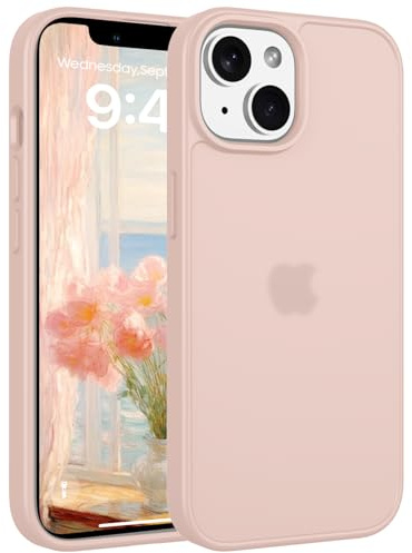 Andwing Matt Hülle für iPhone 13/14 6,1 Zoll Rosa | Militärstandard FallSchutz Handyhülle,Mattierte Durchscheinende Rückseite Schutzhülle,Anti-Fingerabdruck Kratzfest Haltbar