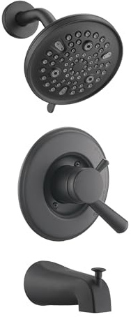 Ultrimkit 9-Setting Rain Shower Faucet Compatible with 17& 1700 Series Tub Trim Kit, High Pressure 5.5 Round Rain Shower Head& Handle Set, Matte Black (Valve& Catridge Not Inclued)