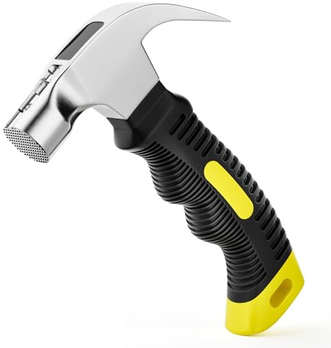 Urtioty 8oz Stubby Claw Hammer, Mini Camping Hammer with Non-Slip Rubber Handle, Small Magnetic Hammer for DIY, Carpentry, Home Decoration, Auto Repair & Picture Hanging