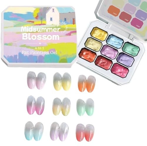 Gel Per Unghie Smalto Semipermamente 9 Colori | Indurente LED UV Senza Asciugatura per Disegno Durevole, Creazione Artistica Estetica e Decorazione Domestica