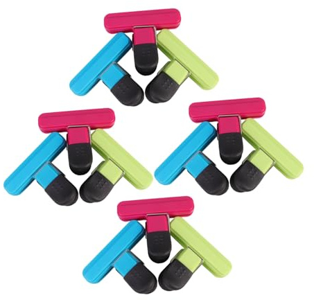 AKOOSY 12 Piezas Clips Sellado Bolsas Plásticos Resistentes Cierre Fuerte para Alimentos Snacks Pan Cereal Almacenamiento Cocina Portátil Reutilizables
