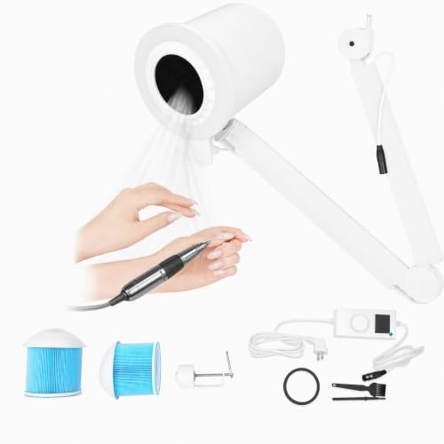 Nagelstaubsauger mit 3-farbiges LED-Licht, 55W Nagelstaubsammler Pediküre Absaugung Nagelstaubsammler Maniküre Nagelstaubsammelmaschine, 10-fach Einstellbare Geschwindigkeit für Nagelkunst Salon