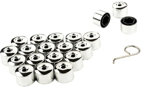 Generisch 20x Universal Radmuttern Abdeckkappen Radmutterkappen Radschraubenkappen für Auto Anti-Diebstahl Sperrschraubenkappe Kappen Abdeckungen für Schrauben 17 mm Chrom