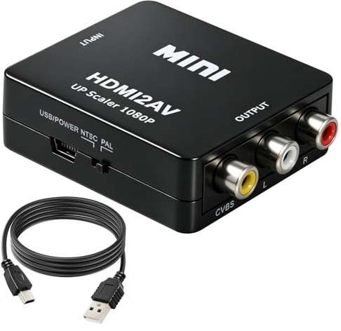 Auravale HDMI till RCA-adapter, CVBS AV-komposit Video Audio PAL/NTSC-stöd för Xbox 360/One, PlayStation