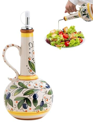 Bouteille Distributeur D'Huile D'Olive,Récipient Portable 680 ml Avec Bec Verseur En Acier Inoxydable - Conteneur D'Huile D'Olive En Céramique | Pour Cuisine Maison Table Repas Stockage Salade Vinaigr