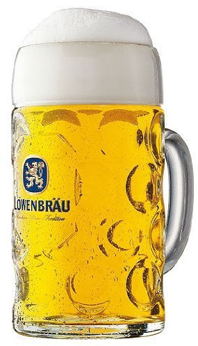 Löwenbräu Munich 1 Litre Beer Tankard Oktoberfest 2013, Glass, 1000 ml, Classic, Transparent, Reusable, Cylindrical, 20 x 10.5 cm, 1.35 kg