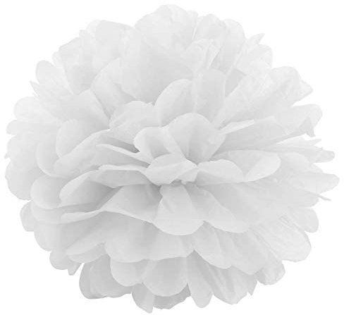 JZK 10pcs 25cm White Tissue Paper pom pom Hanging Ball Decorative Pompom Wedding Decorations for Party, Birthday, Baptism, Baby Shower, Holy Communion, Christening, Girls Bedroom, Paper Flower Balls