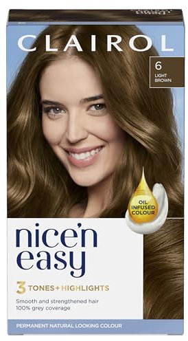 Clairol Nice'n Easy Crème Permanent Hair Dye, 6 Light Brown, 220g