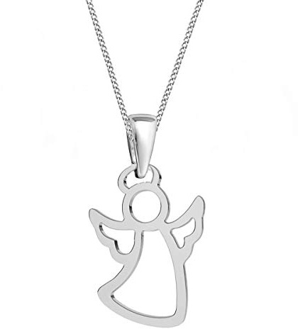 Goldene Hufeisen Colgante de ángel de la guarda + cadena de plata de ley 925 para niños y niñas, 38 cm