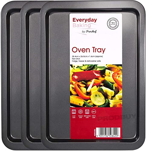 ProChef Brand Non-Stick Baking Tray Sets (3 x Oven Trays)