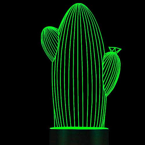 Jinson well 3D Kaktus Lampe optische Illusion Nachtlicht, 7 Farbwechsel Tisch Schreibtisch Dekoration Lampen perfekte mit Acryl Flat ABS Base USB Spielzeug