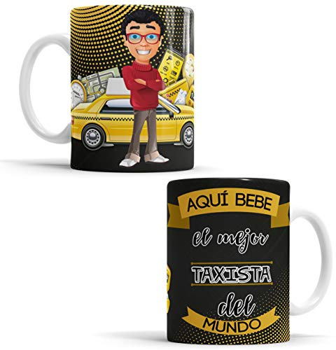 Taza Taxista - Taza Aquí Bebe El Mejor Taxista del Mundo/Taza Regalo Original para Taxista - Taza de cerámica de 350 ML