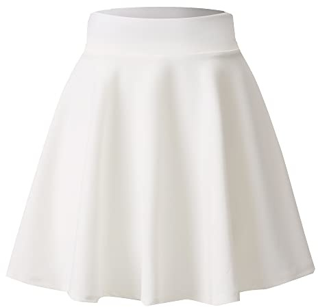 Hoerev Kvinnor Flickor Flammande Casual Mini Skola Tennis Skater Casual Dance Kjol med två sidofickor och innershorts,Vit med elastiskt band,S