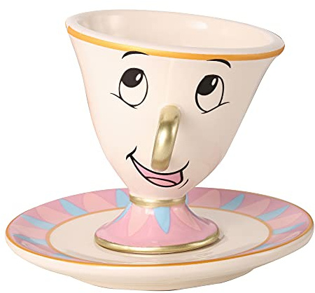 Disney Beauty and the Beast Chip 3D Ceramic Trinket Tray Jewelry Dish Ring Holder, Officially Licensed