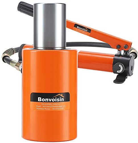 Bonvoisin Hydraulikzylinder 10T mit Handpumpe CP-180, 50mm Hub, 104mm Selbsthöhe, für Gebäude, Brücken und Maschinenbau (RSC-10T+CP-180)