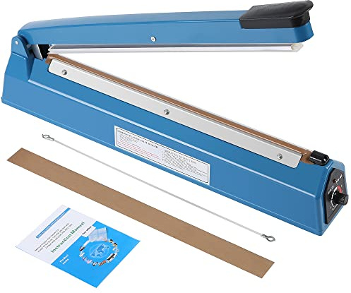 16 Inch Impulse Heat Sealer Manual Bags Sealer Sealing Machine Heating Closer for Plastic PE PP Mylar Poly Foil Bags Home Restaurant Food Storage with Extra Replace Element