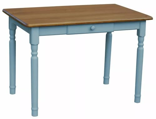 k koma Blau Esstisch Tisch mit Schublade Küchentisch Kiefer Holz Landhausstil - NEU Eiche (70 x 100)