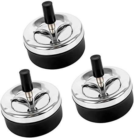 3 posacenere girevole con coperchio 9 x 9,5 cm