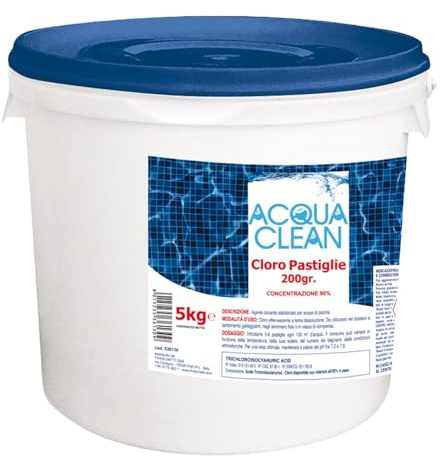 Chlor-Tabletten 200 g langsam auflösend für Schwimmbäder Acqua Clean – 10 kg