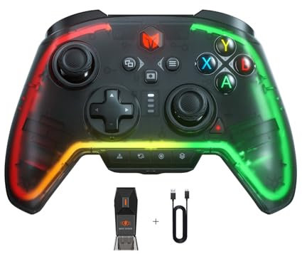 BIGBIG WON Controller wireless, Controller per PC Rainbow 2 Pro Giroscopio a 6 assi, Trigger effetto Hall, Joystick ALPS, 3.5mm Audio Gamepad per PC Windows/Android/iOS/Switch Pro Controller