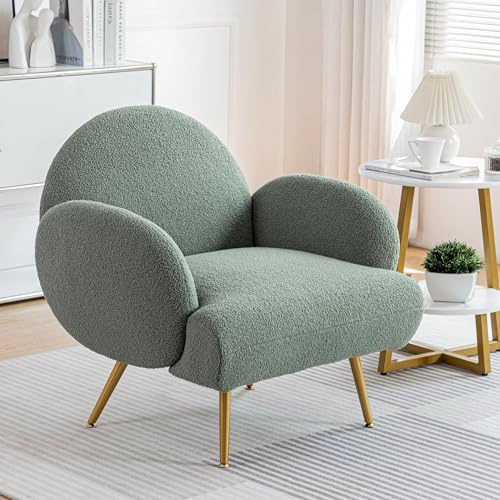 AISALL Fauteuil Moderne Décontracté avec Pieds en Métal Noir et Dossier Fauteuil Simple Confortable pour Salon/Chambre/Club, Vert