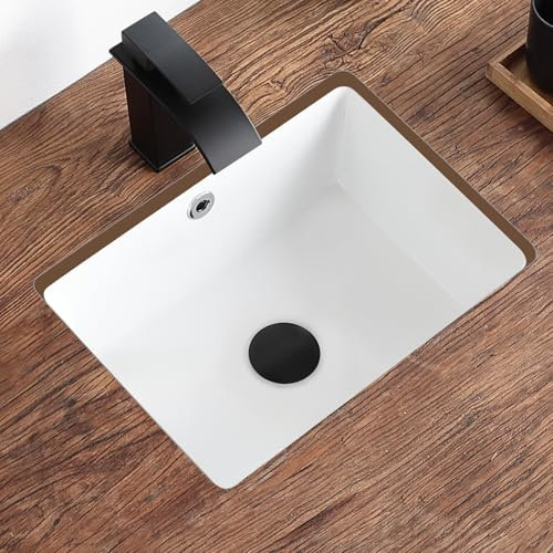 Kleines Unterbau-Waschbecken, 40,6 cm, weiß, rechteckig, Porzellan, Keramik, Waschtisch mit Überlauf (39,9 x 29,7 cm) KDKSC