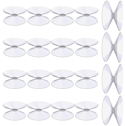 Flintronic Doppelseitige Saugnäpfe, 20 Stück Kleine Saugnäpfe 30mm, Transparente PVC Kunststoff Saugnapf, Rutschfest Plastiksauger Saugknopf Haken für Glasplatte, Glastischspiegel, Fenster, Dekoration