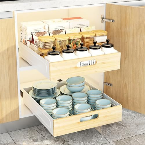 Viusneun Teleskopschublade, Ausziehbarer Schrank Organizer für Küchenschränke - Schubladen Aufbewahrungsregale - Ohne Bohren Multifunktional Schublade, 1 Stück (Weiß,41 * 40 * 8cm)
