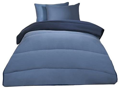 OHS Coverless Duvet Single 10.5 Tog, Microfibre Washable Duvet Coverless Reversible Quilted Travel Duvets Bedding Super Soft Warm Comfy Single Camping Duvets, Navy/Blue