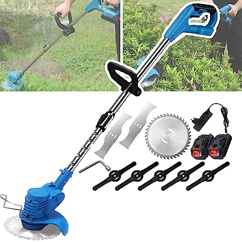 Tondeuse à Gazon électrique sans Fil, Tondeuse à Gazon sans Fil, avec 8 Lames/Chargeur Rapide Multifonction/Tige télescopique 90-120 cm