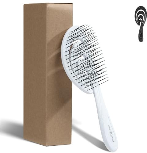 Chiara Ambra Spazzola per capelli districante – Spazzola per capelli demilante per tutti i tipi di capelli, ricci, ricci crespi lisci, rispettosa dell'ambiente, colore: bianco