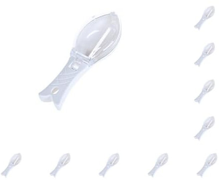 10er Set Skalenentferner ABS AS Praktischer Fischentschupper mit Deckel Reinigungswerkzeug Kochbedarf Schaber Multifunktionale Waage Reiben Weiß