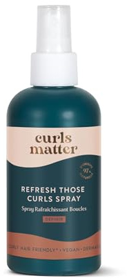 Curls matter - Refresh Those Curls Spray 200ml - Réactivateur de Boucles - Revitalise Instantanément - 97% Ingrédients Naturels, sans sulfates - Utilisation Pratique - Convient à Tous