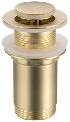 Balneo Waschbeckenstöpsel Glänzender - Chrom Messing klick-Klack E Mechanismus - Stöpsel Waschbecken 62 mm - Brushed Gold Ebflussstopfen mit Körbchen & Überlauf - Korrosionsbeständig, Modernes Design