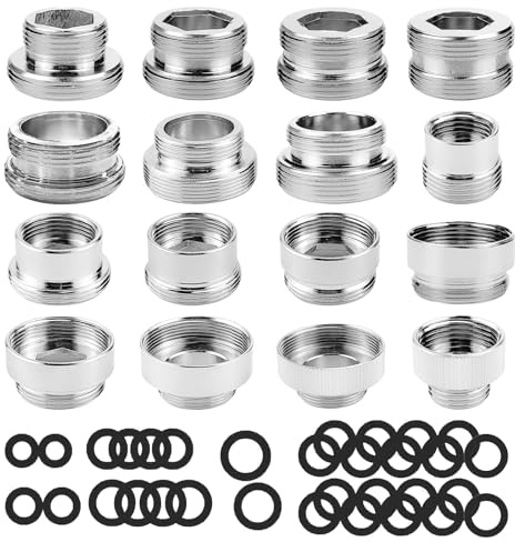Faucet Adapter Kit – 16 Tap Connectors & 32 Washers, Universal Tap Adapter Set for Kitchen Sink, Bathroom, Garden Hose, Filters & Sprayers – Male & Female (M16–M28)