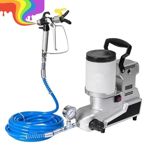 Spruzzatore di vernice airless, 1600 W portatile emulsione spruzzatore di vernice con tubo da 5 m, vernici al lattice a base d'acqua, 3 velocità regolabili