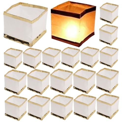 Rachlicy Farolillos De Papel Velas Flotantes para Agua Linternas flotantes 20pcs Biodegradable writable dibujable Luces de Piscina linternas de Papel Blanco de 6/4 Pulgadas
