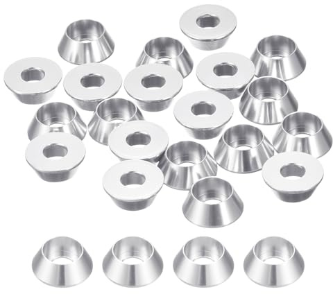 QUARKZMAN Arandelas Cónicas M5, 30 Pcs Arandelas De Aluminio Anodizado, Junta De Cabeza Cónica, Junta De Avellanado Para Tornillos Para Accesorios Mecánicos, Plata