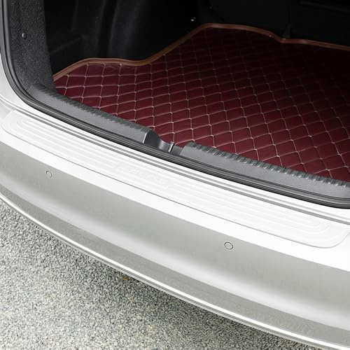 ASBHFC Rear Bumper Protector Strip for VW Golf (Mk4 Mk5 Mk6 Mk7 Mk8 1997-2025 2026), Grooved Anti-Slip Rubber Boot Sill Guard, Self-Adhesive Anti-Scratch Car Trunk Edge Trim,White