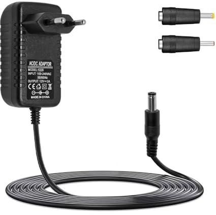 Adaptador de Red Universal de 12 V y 2 A, Transformador de CA 220 V a CC 12 V, Cargador, Fuente de alimentación de 24 W con Conector de 5,5 mm × 2,1 mm, 2 Salidas de CC, para cámaras de CCTV